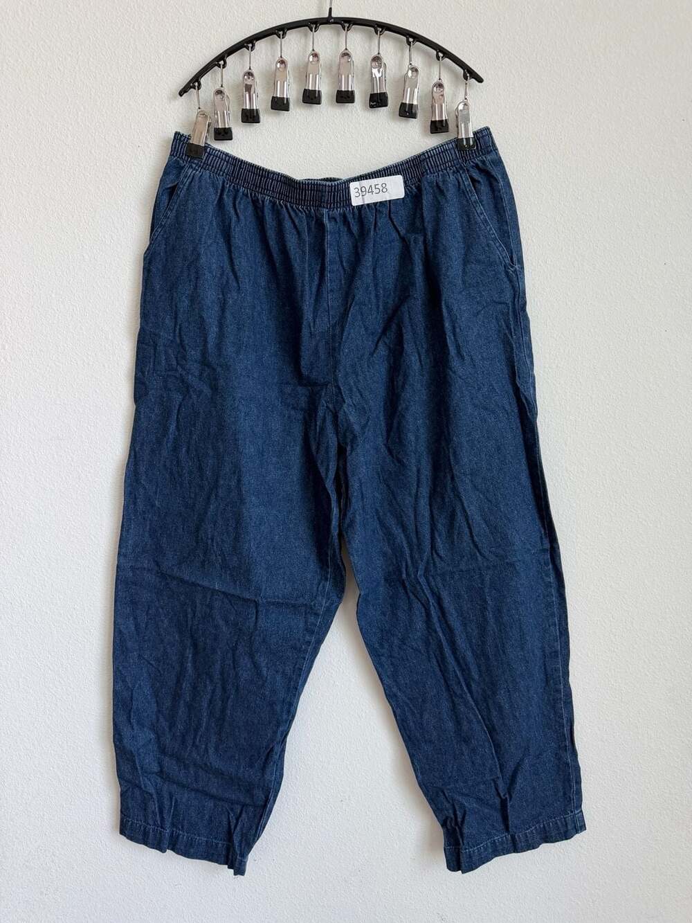 RL Richard New York Denim Capri Pants Size 16 Blue Cotton Elastic Waist